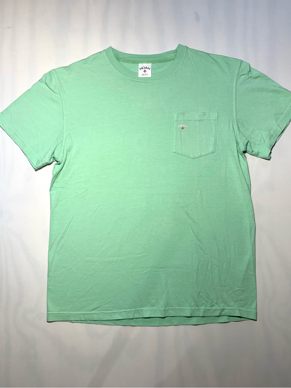 Noah NYC Pocket T-Shirt Green Logo Made USA Cotton Tee Size M